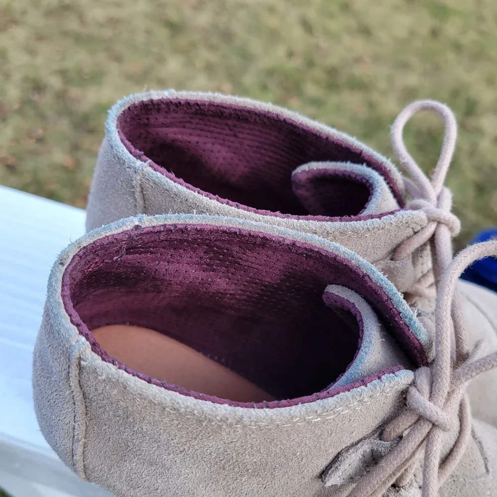 Toms Dersert Wedge Taupe Suede Shoe 6.5‎